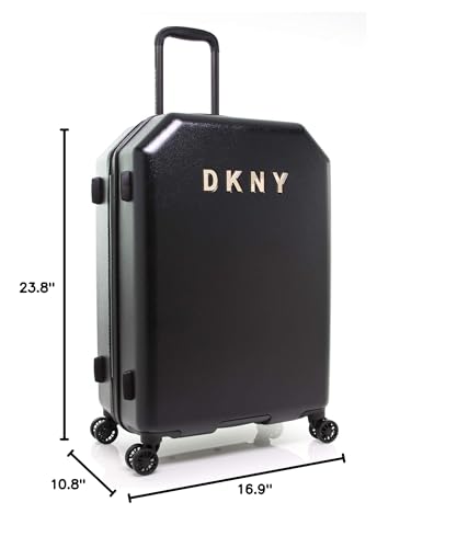 DKNY Metal Logo Upright Hardside Luggage 26", Black 7