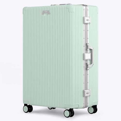 Image of Nobl Travel Zipperless Check In Suitcase - Aluminum Frame, Check In luggage 30.2x20x12 Airline Approved by Noble Travel - Unbreakable Polycarbonate Shell - Dual TSA Locks, 360 Spinner Wheels - Mint