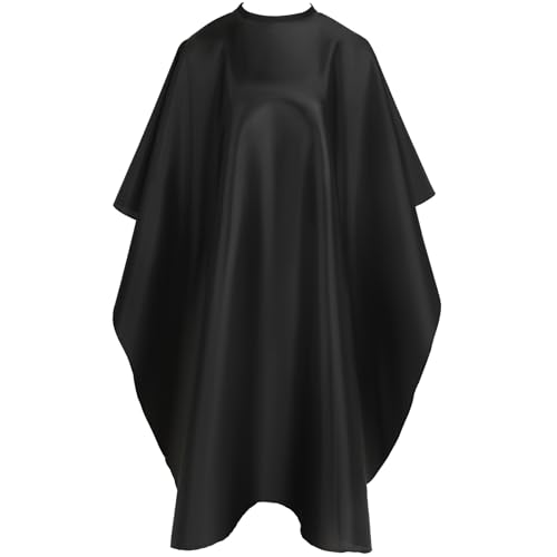 FEBSNOW Hair Cutting Cape Professional Barber Cape with Adjustable Neckline Hairdressing Salon Cape for Coloring Dying Haircut Apron Hairstylist Essentials Barber Accessories Salon Supplies (Black)