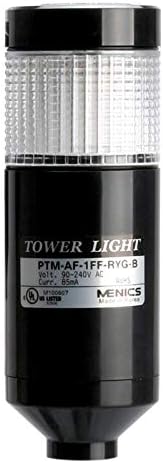 PTM-AF-102-RYG-B, LED Stack Tower Light, 56mm Lens, 3 ColorsR/Y/G in one Module, Steady/Flash, Pole mounting Black Body, 25" prewired, 24V AC/DC
