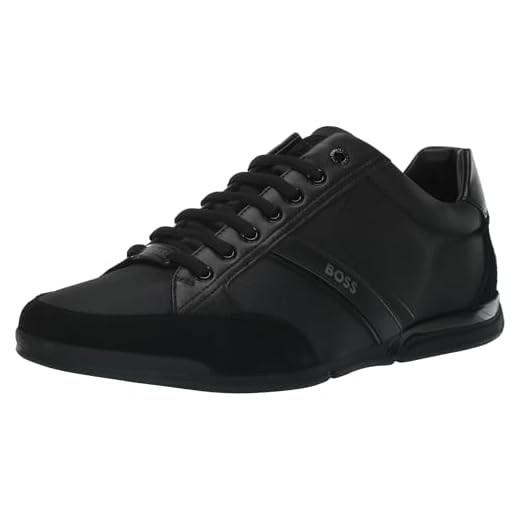 BOSS Men's Saturn Profile Low Top Sneaker, Black, 10 M US