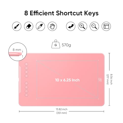 Image of XPPen Deco 01 V3 10x6 Drawing Tablet | 16K Pressure Pen | Battery-Free Stylus | 8 Hotkeys | for OSU Gaming & Teaching | PC /Mac /Android /ChromeOS Compatible | Pink