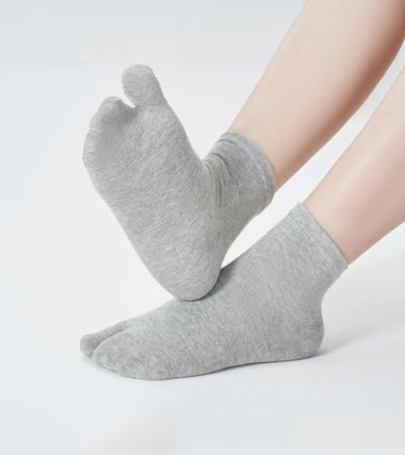 Image of Women's Solid 2 Toe Flip Flop Tabi Socks Geta Ankle Cotton 5 /6 Pairs