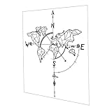 TEHAUX Weltkarten-wandkunst Mit Kompass-koordinaten Selbstklebende Wandaufkleber Wandbehang Für Zuhause Büro Schlafzimmer Wohnzimmer Reise-thema Dekoration
