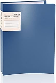 Smarpau A4 Display Book, 60 Pockets Presentation Folder Project Folder Display Folder, Document Folders with Plastic Sleeves for Individuals, School and Offices(Blue)