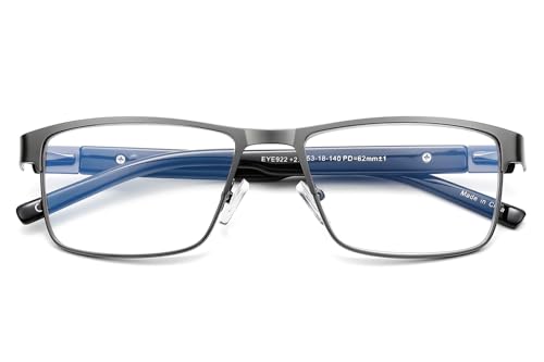 Eyecedar 5-Pack Reading Glasses For Men Blue Light Blocking Metal Gunmetal Full Frame Spring Hinge Anti Eyestrain Anti Glare Eyeglasses Computer Readers 1.50 thumb #2