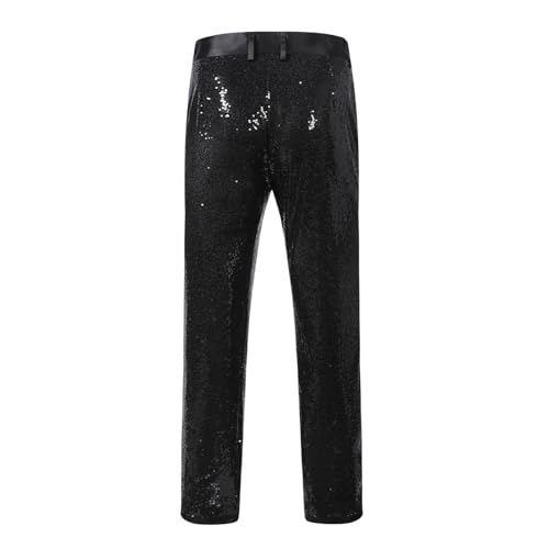 Sequined Men's Suit Trousers Slim Casual Trousers Black Performance Glitter TrousersSock4