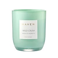 Haven Melon & Raspberry Scented Soy Blend Candle in Glass Jar - Aromatherapy & Home Fragrance