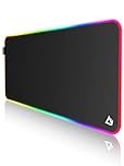 EASEMO 900x400 Gaming Desk Pad, Waterproof XXL Large Gaming Mouse Pad (900x400x4mm), RGB Mouse Mat with 11 LED Lighting Effects, Non Slip Rubber Base Mouse Mat for PC Laptop Keyboard