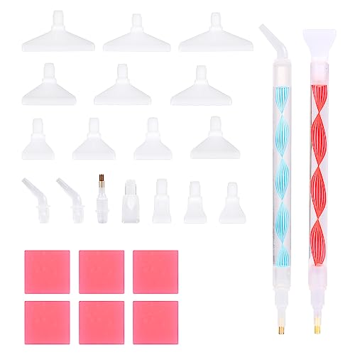 SAVITA 25pcs 5D Diamond Art Painting Tools, Diamond Art Painting Pens Accessories Comfort Grip Ergonomic Diamond Art Pens for Diamond Art Paintings Hobby (Red, Blue)