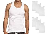 Goyoma Multipacks Mens 100% Cotton Tank Top White/Black Wife Beater A-Shirt Undershirt (S, White 6 Pack)