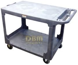 Flat Top Plastic Service Utility Cart 2 Plat Shelves 500 LB Capacity