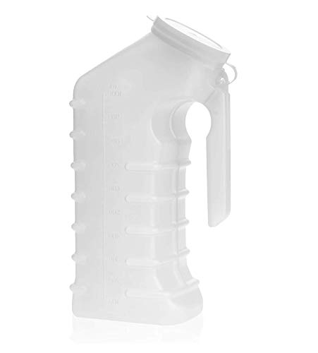 Male Portable Travel Urinal Plastic Pee Bottle 32 oz with Spill Resistant Tight Seal Lid