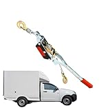 Cabrestante manual con cable, tensor manual para cable de acero – Tensor de trinquete para con doble gancho | Para tracción, crimpado, jardinería, embalaje, instalación de marcos