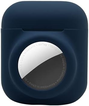 LUOWAN Case for Airpods 1&2, 2 in 1 Silicone Case for AirTags Cover for AirPods 1 2, Earphones Loss Prevention Case Accessories Skin Protective Sleeve (Dark blue)