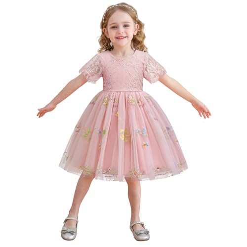 Vestidos elegantes de encaje para niñas y traje de noche primaveral
