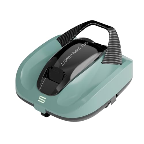 STARRYBOT Cordless Robotic Pool Cleaner with Dual high-Efficiency Motors Delivers Strong Suction Smart Self-Parking Cyan