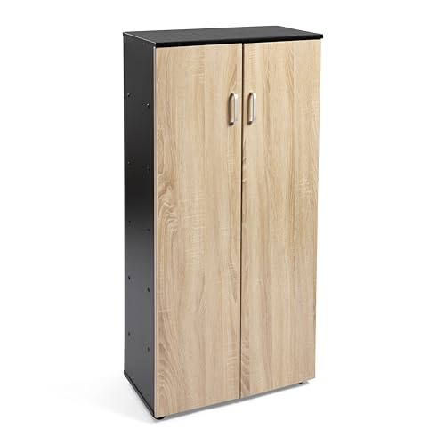 DUPI Mueble Zapatero Librería de Dos Puertas, Madera, Zapatero Puertas de Libro Mueble Auxiliar, Medidas: 60cms Ancho, 32,50 cms Profundo, 124cms Alto (Negro   Taupe)