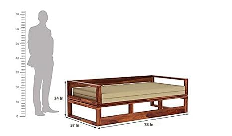 Image of WOODSTAGE Sheesham Wood King Size Divan Bed for Bedroom Living Room Wooden Sofa Cum Bed Solid Wood Double Bed Palang (Honey Finish).