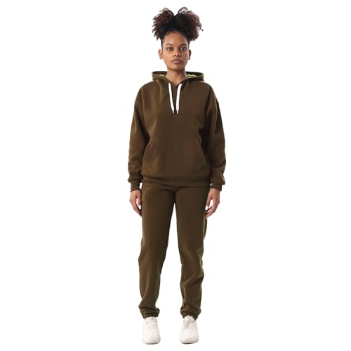 Image of Facitisu Women Fleece Sweatsuit 2 Piece Outfit Winter Warm Sherpa Lined Tracksuit Zip Up Hoodie Sweatshirts and Sweatpants