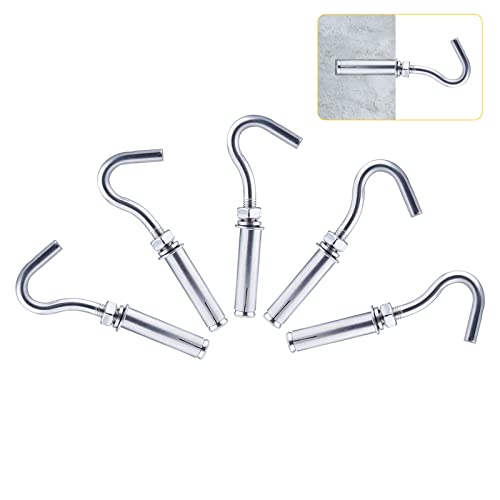 Eyourlife 5 Pcs M6 Expansion Hook, Heavy Duty 304 Stainless Steel Open Cup Expansion Bolt For Concrete Wall Brick Anchor #TOP10