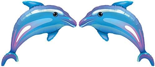 ZiYan Delightful Dolphin Microfoil Balloon, 38-Inches, Blue, 2-Unit