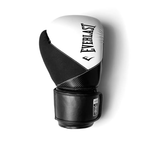 Everlast ProTex Guantes de Boxeo Profesionales, Negro y Blanco, 12 Oz, Protección Superior, Estilo Clásico