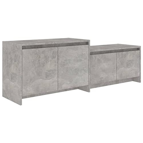 Meuble TV gris béton configurable de manière polyvalente avec 4 portes
