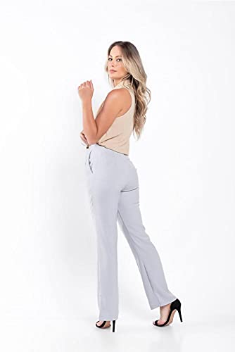 Calça alfaiataria reta detalhe nervura: Cinza: M