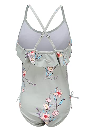 Image of Girls One Piece Swimsuits Halter Bathing Suits Summer Ruffler Swimwear 2-14 Years