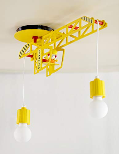 Elobra 128282 - Lampadario per camera dei bambini, forma a gru, in legno, colore: giallo - Image 6
