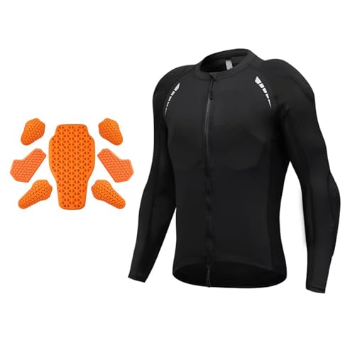 XFNWT Chaqueta de moto, chaqueta de protección integral para hombre con almohadillas suaves extraíbles con certificación CE, ropa de moto de malla transpirable para motocross, quad y moto,Black-3XL