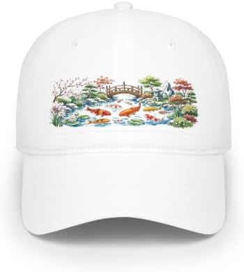 Koi Pond Japanese Garden Watercolor - Cap White