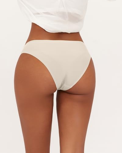 Image of FINETOO 6 Pack Women's Seamless Hipster Underwear No Show Panties Invisibles Briefs Soft Stretch Bikini Underwears XS-XL