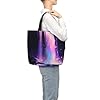DUYKIMQW Purple Waterfall print Valentine's Day Tote Bag - Large Capacity Waterproof Polyester Tote Bags with Love Print #1