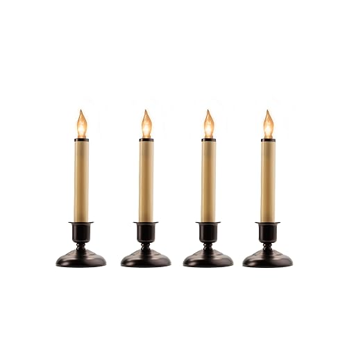 CC202AR4 IMC Candle Cape Cod Antique Bronze base Electric Window Candle with Steady Lighting 4 pack