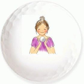 Amazon ボールを持つ女性 のイラストを印刷してお届け 無地専用ゴルフボール ３球入 アスキュー イラスト印刷入りボール ゴルフ ボール