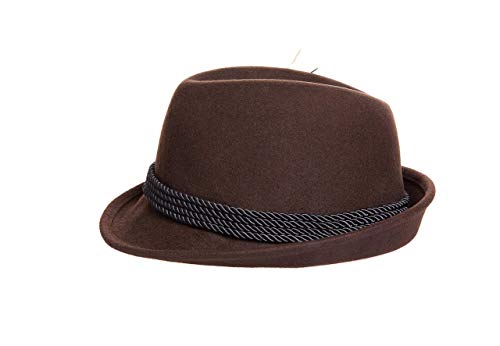 Alpine Holiday Oktoberfest Wool Bavarian Fedora Hat - Brown - Medium (7 To 7 1/8) #TOP3