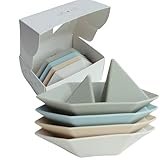 Ali+Oli Bath Time Stackable Boats for Kids, BPA-Free Silicone Sailboats in Fun Colors, Toddler Bath Toys for Boys and Girls, Bathtub Toys for 1-3 Years Old, Absolutely No Plastic