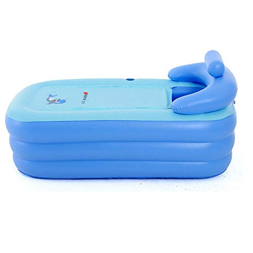 Berkalash - Bañera hinchable portátil de PVC, bañera hinchable para adultos, bañera de aire para inflar, antideslizante, SPA, bañera cálida, color azul
