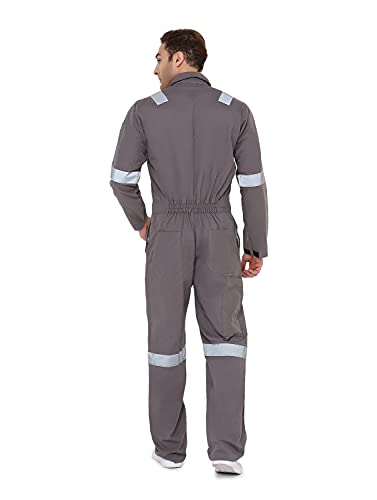 Associated Uniforms Men's 100% Cotton Industrial Work Wear Coverall Boiler Suit of 240 GSM with Reflective Tape