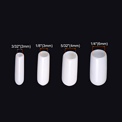 Image of MECCANIXITY Round End Caps Rubber Cover 80pcs 3 /32 inch 1 /8 inch 5 /32 inch 1 /4 inch White Screw Protector for Screw Bolt Pipe