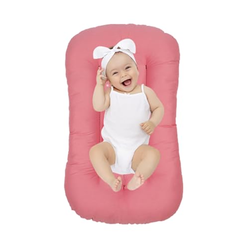 Image of Loevin Baby Lounger Pillow,Baby Lounger for Newborn Cosleeping Baby Bed,Baby Nest Baby Lounger 0-24 Months Boys & Girls(Pink)