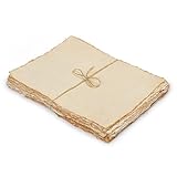 LEATHER VILLAGE 水彩紙 - 6 x 4 インチ、50 枚 - ミックス メディア 水彩紙 - 150 GSM 厚手デッケル エッジ バージン コットン ハンドメイド紙 - ヴィンテージ トーン