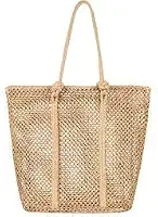 Bolsa de Praia Feminina em Palha Sintética – Sacola Grande com Forro e Alça de Corda, Estilo Verão Casual | bolsa tote praia.