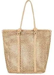 Bolsa de Praia Feminina em Palha Sintética – Sacola Grande com Forro e Alça de Corda, Estilo Verão Casual | bolsa tote praia.