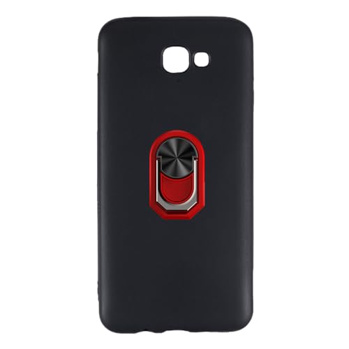 UOGNADGD Flexible Case + Ring Holder Compatible with Samsung Galaxy On5 2016 Phone Shockproof Cover & Magnetic Mecha Style Finger Grip Kickstand (Black+RedRing)