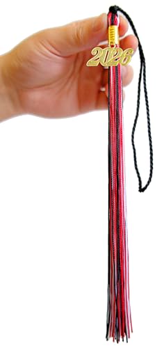 Image of Red White and Black Graduation Tassel 2026 for Grad Cap and Graduation Ceremony Accessory Decoration