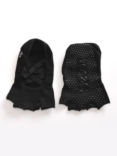 Image of toesox Elle Half Toe Grip Socks - Non-Slip Grip Sole for Yoga, Pilates, Gym - Non Skid Open Toe Socks for Women