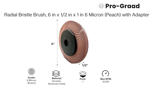 Image of Radial Bristle Brush, 6 in x 1 /2 in x 1 in 6 Micron (Peach) with Adapter, Type C Curved Bristle (Pack of 1)